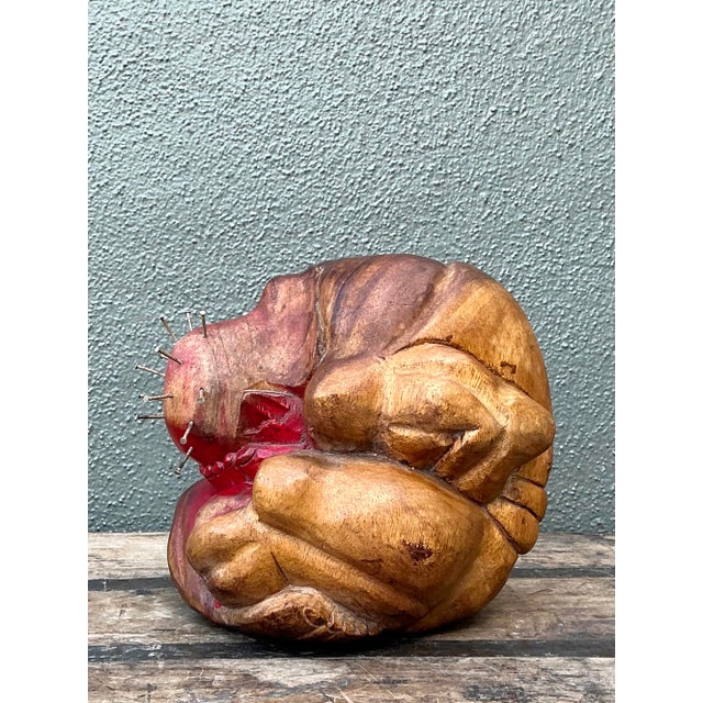 Camel Vintage Carved Man Sphere For Sale - Image 8 of 12