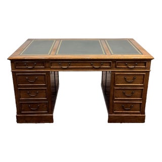 English Desk with Green Inlay For Sale