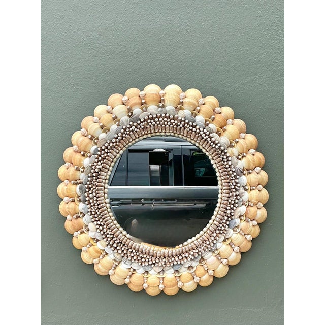 Vintage Shell Encrusted Round Wall Mirror For Sale - Image 14 of 18