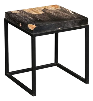 Black & Tan Petrified Wood Top Side Table