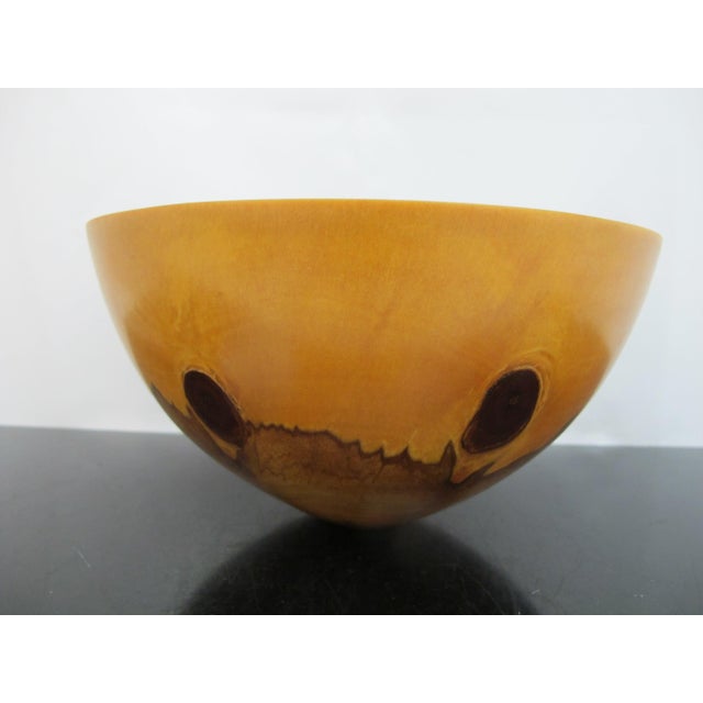 Jess Craig Turned Norfolk Island Pine Wood Studio Hawaii Art Footed Bowl For Sale - Image 4 of 11