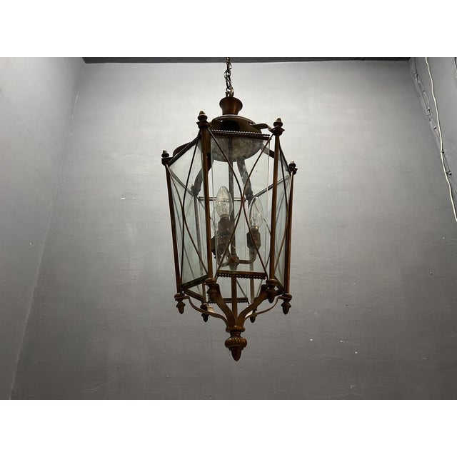 Vintage Bronze and Glass Lantern, Italy, 1950s For Sale - Image 6 of 7