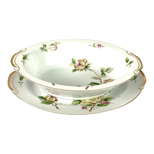 1940s Regal China “ Cynthia” Serving Bowl With Under Plate For Sale
