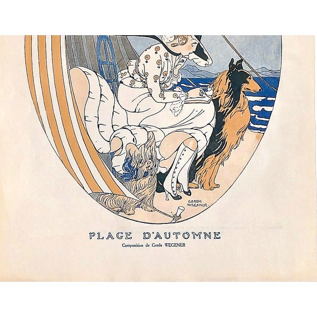 Art Deco Gerda Wegener 1915 "Plage D'Automne" Fantasio Magazine 1915 For Sale - Image 3 of 3