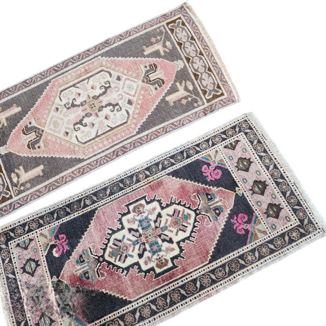 1970s Oushak Wool Small Hand-Knotted Turkish Rug - a Pair For Sale - Image 4 of 9