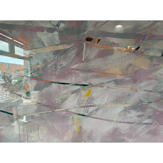 Pink 1980's Large Pair of Vintage Mixed Media Collage Expressionist Paintings, Signed For Sale - Image 8 of 12