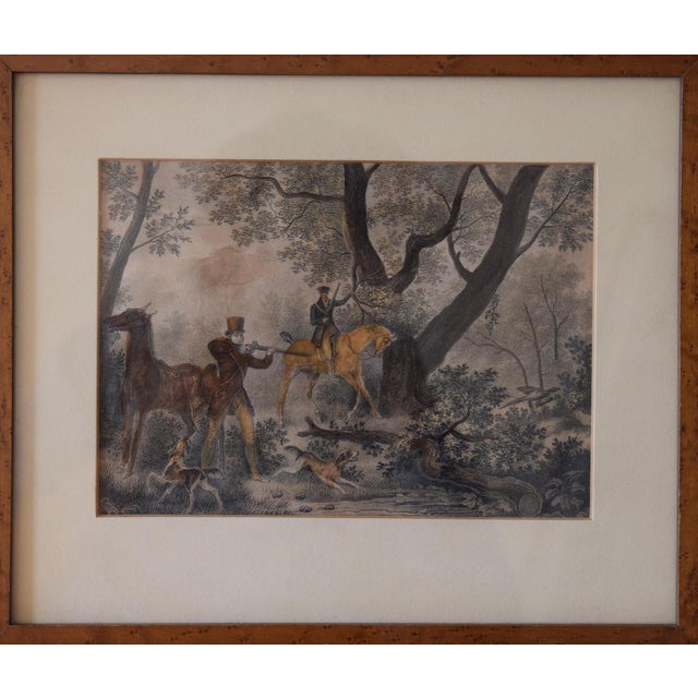 19th Century Jazet After Carle Vernet, Hunter at the Range, Hand-Colored Engraving, 1830, Framed For Sale - Image 5 of 8