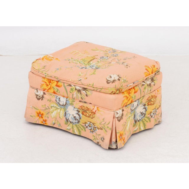 Peach Floral Upholstered Lounge Chair and Ottoman For Sale - Image 10 of 10