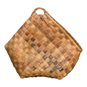 Antique Rustic Hand Woven Karagumoy Filipino Two Toned Grain Basket