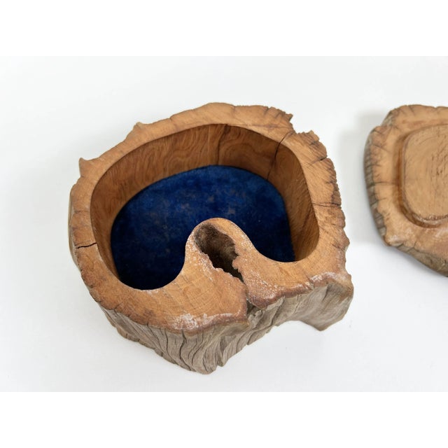 Vintage Natural Edge Hand Made Wooden Box For Sale - Image 9 of 11