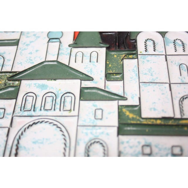 Vintage Russian Enamel on Copper Cityscape For Sale In New York - Image 6 of 13