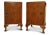 An Elegant Matching Pair of Art Deco Burr Walnut Night Stands With Cabriole Legs & Figured Walnut Fronts Height to top of...