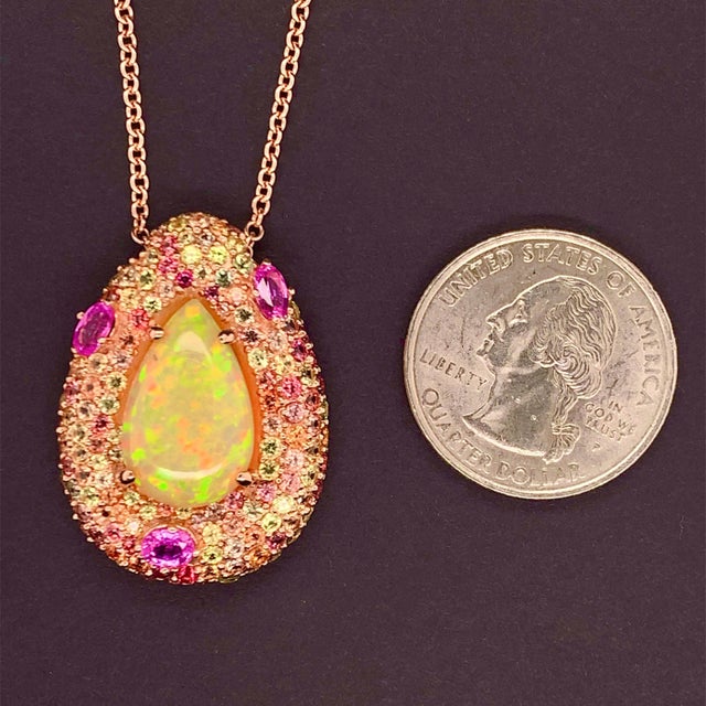 Natural Ethiopian Opal Sapphire Necklace 14k Gold 11.5 TCW GIA Certified For Sale - Image 12 of 18