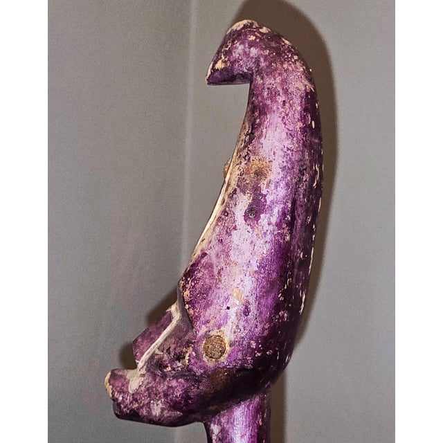 Mid 20th Century Papua New Guinea Yina Spirit Figure in Purple Pigment For Sale - Image 11 of 12