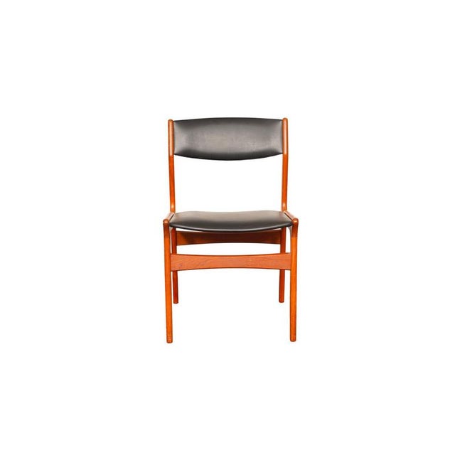 Dining Chairs in Teak and Black Vinyl Upholstery, Set of 5 For Sale - Image 6 of 8