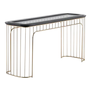 Nickel and Ebonized Oak Regency Console Table