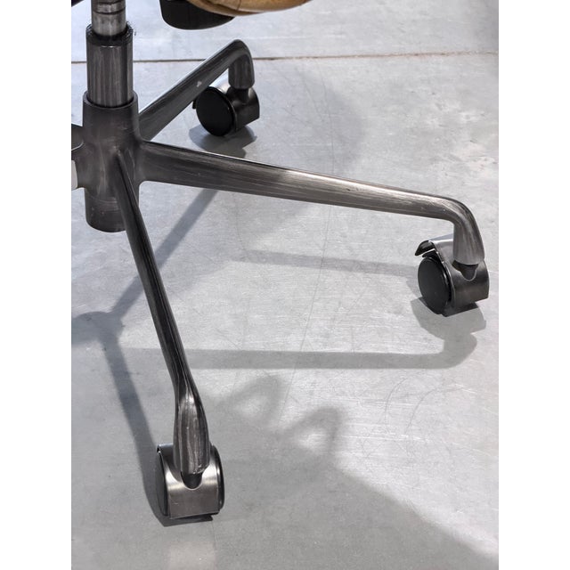 Acme Hamilton Industrial Coffee Leather Channel-Stitched Swivel Task Chair For Sale - Image 9 of 10