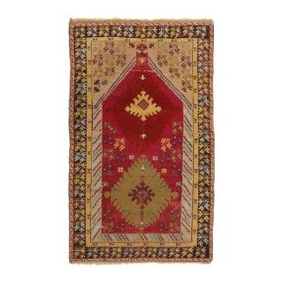 Antique Kirsehir Traditional Red and Beige Wool Rug For Sale