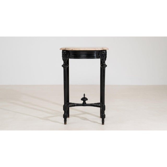 19th Century France Napoleon III Black Wood Console Table For Sale - Image 11 of 11