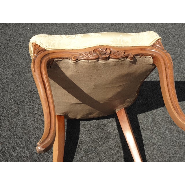 Vintage Victorian French Country Balloon Back Chair With Carved Frame For Sale - Image 11 of 12