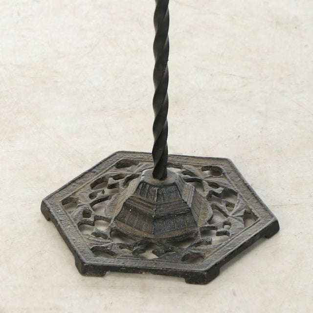 Vintage Art Deco Floor Lamp With Green Glass Tulip Shade For Sale - Image 4 of 15