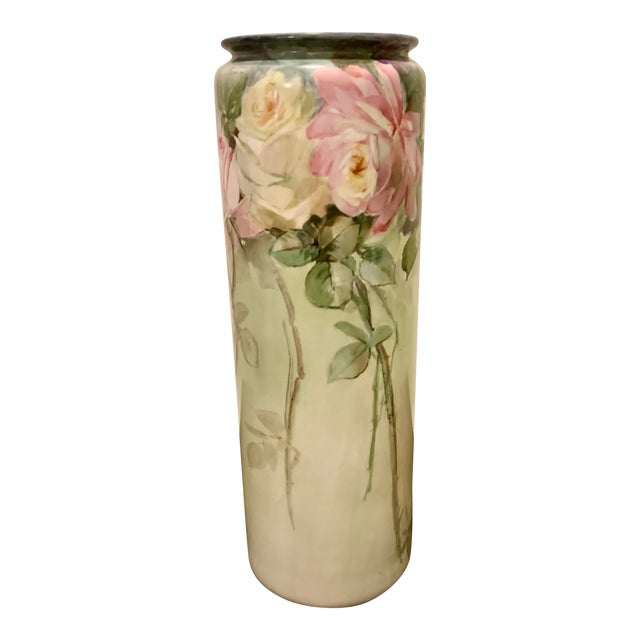 Antique Willets Belleek Tall Porcelain Vase, 19th Century Long Stem