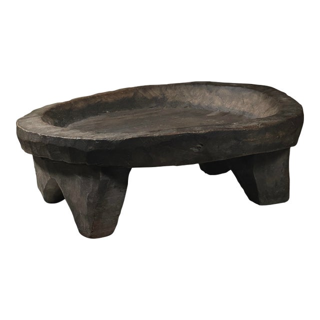 Antique Hand Carved Folk Art African Patinated Tray/Brutalist For Sale