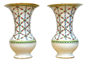 Royal Vienna Sevres Style Floral Trellis Vases, Artist Signed 'Nash' - a Pair