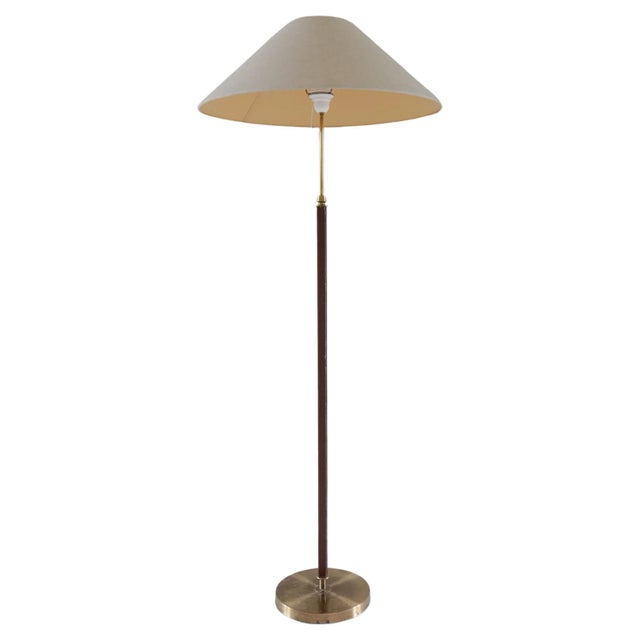 Mid-Century Modern Brass and Brown Leather Floor Lamp from Falkenbergs Belysning, Sweden, 1960s For Sale - Image 13 of 13