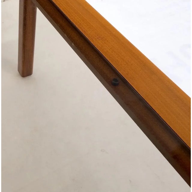 Pair Solid Oiled Walnut Smoked Glass Rectangle End Tables Stands Mid Century For Sale - Image 9 of 13