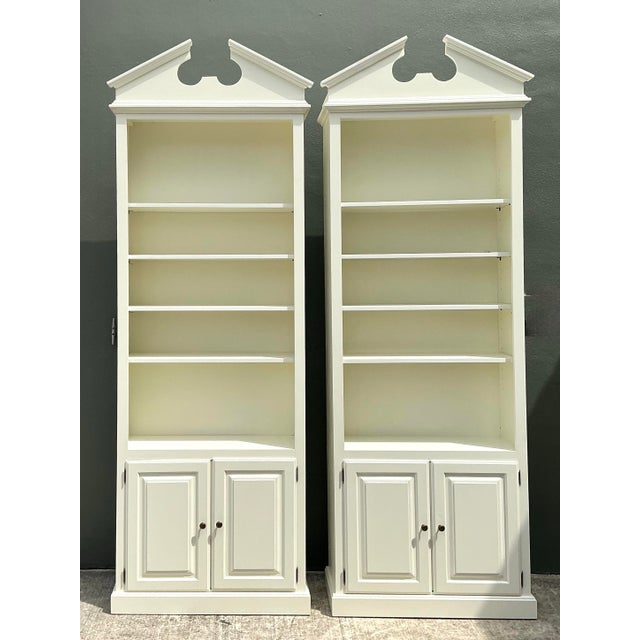 Off-white Vintage Monumental Pediment Etagere - A Pair For Sale - Image 8 of 12
