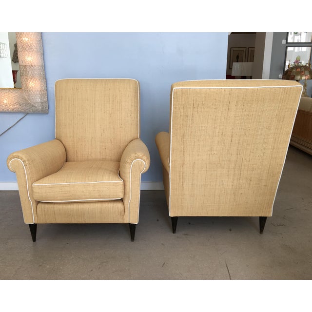 Mid 20th Century Vintage Mid Century Italian Raffia Armchairs- A Pair For Sale - Image 5 of 12