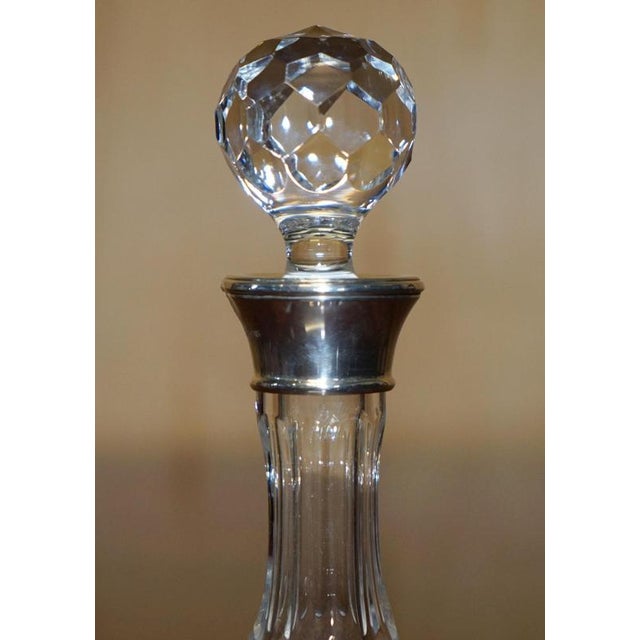 Antique 1969 cut glass crystal wine or whisky decanter with sterling silver collar a good looking and decorative piece, it...