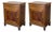 French Art Deco Marble Top Nightstands or Bedside Cabinets in Walnut, 1930, A Pair For Sale