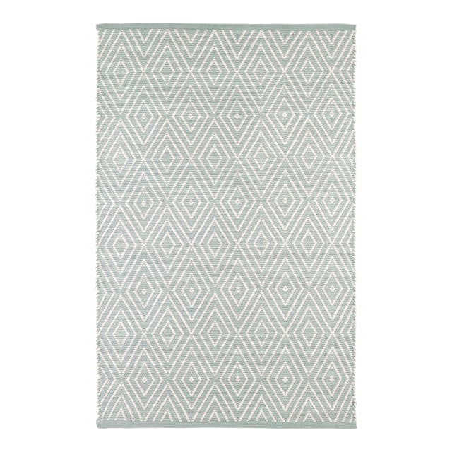 Dash & Albert by Annie Selke Diamond Light Blue/Ivory Indoor/Outdoor Rug, 5' x 8' For Sale