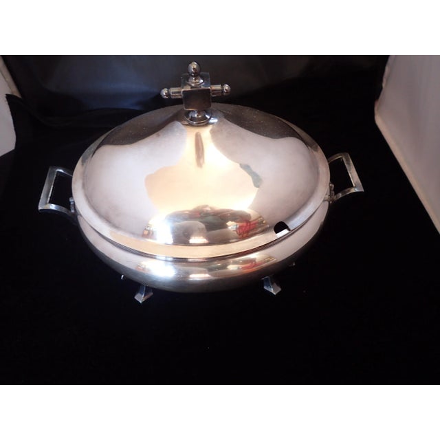 Metal Antique Silver Plate Covered Serving Bowl For Sale - Image 7 of 7