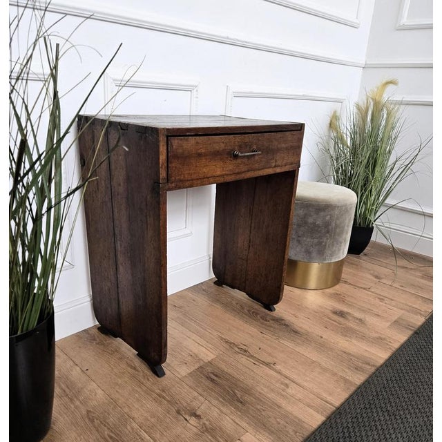 Very charming and elegant small Italian antique side console table or desk writing table in solid walnut wood with stylish...
