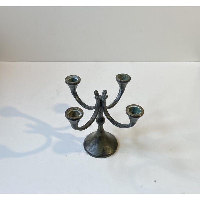 Brutalist Candelabra in Patinated Bronze, 1970s For Sale - Image 4 of 8