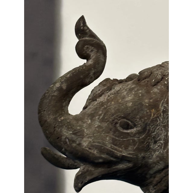 Metal Antique Asian Bronze Cast Iron Caparison Elephant Censer, 1800s For Sale - Image 7 of 12