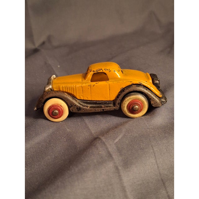 American Antique Hubley Terraplane Cast Iron Coupe Toy - 3.75" Orange Streamlined Series For Sale - Image 3 of 18