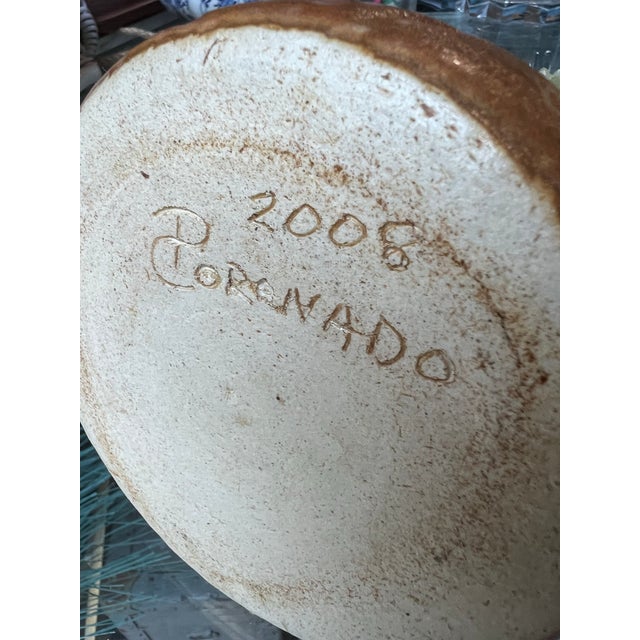 Small 1990s Brown Ceramic Boho Chic Vase, Signed by the Artist For Sale - Image 9 of 10