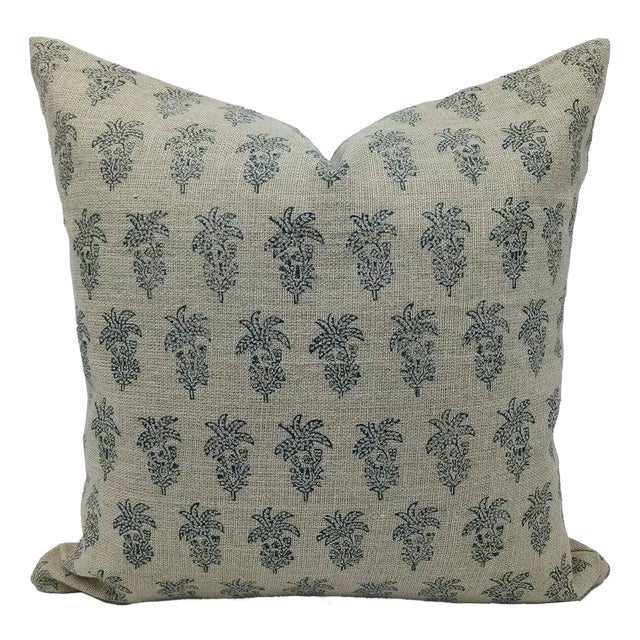Fabdivine Block Print Decorative Throw Pillow Cover 20x20 Inch Khajur Butta For Sale