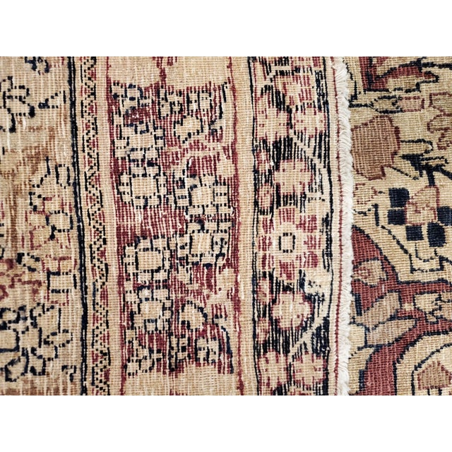 Antique Lavar Kerman Persian Oriental Jewel Blue, Gold & Navy Rug For Sale - Image 9 of 12
