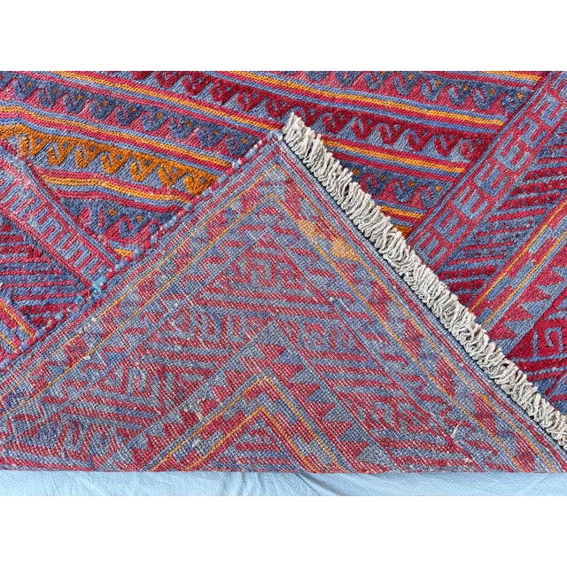 Multicolor Mushwani Hand-Woven Kilim Rug - 7'1" X 9'2" For Sale - Image 9 of 10