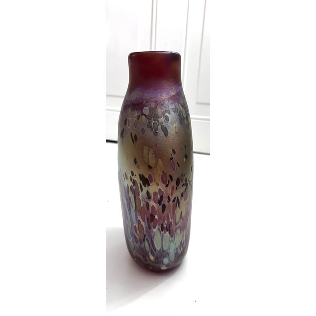 1980s 1980s Modern Art Blown Glass Iridescent Purple and Gold Large Vase For Sale - Image 5 of 12
