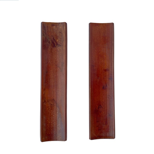 Chinese Pair Natural Bamboo Characters Carving Rectangular Paperweights For Sale - Image 4 of 4