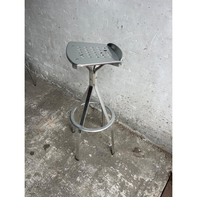 Metal Industrial Aluminium Bar Stools, Set of 6 For Sale - Image 7 of 8
