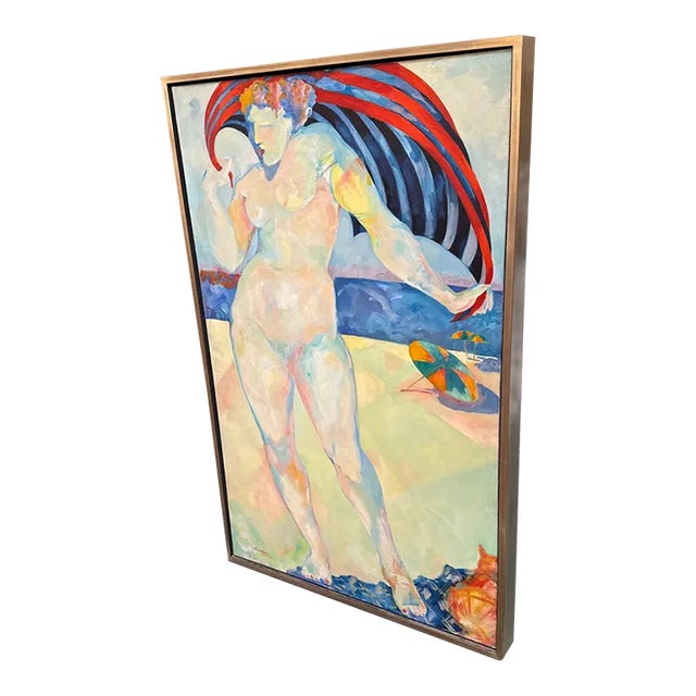 Circa 1978 Joanne Landis Beach Dancer Original Painting, Signed For Sale