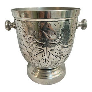 Vintage Embossed Pewter Ice Bucket or Champagne Cooler For Sale