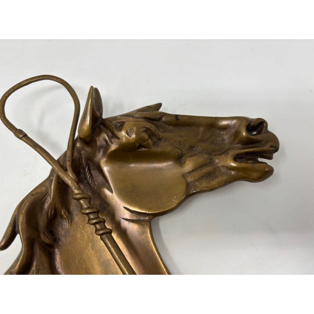 Victorian Vintage Cast Bronze Horse Head Ashtray Equestrian Dish Catchall For Sale - Image 3 of 12